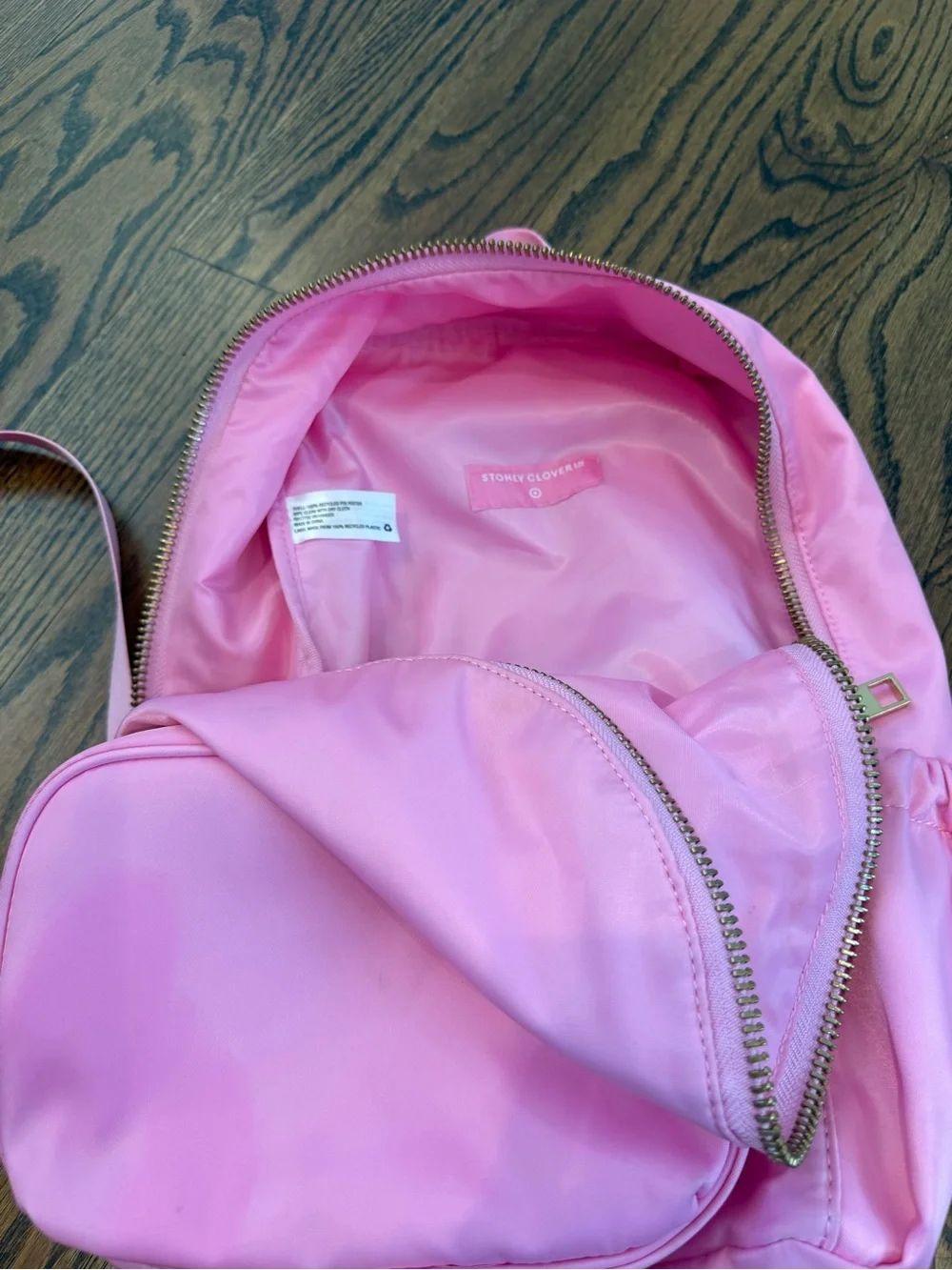 Stoney Clover Lane Pink Nylon Mini Backpack with Gold Zippers
